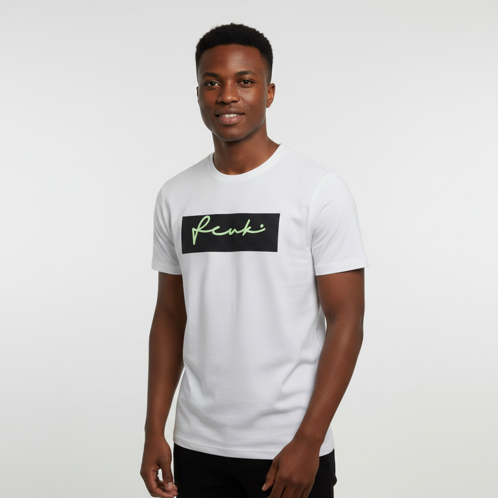 White Graphic Tee – Front Model
