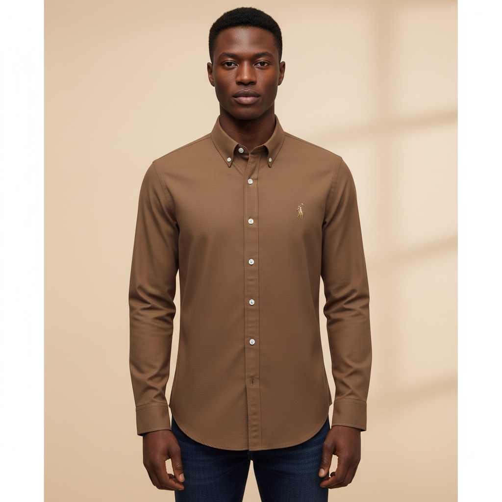 Brown Long Sleeve Shirt - Front Model View
