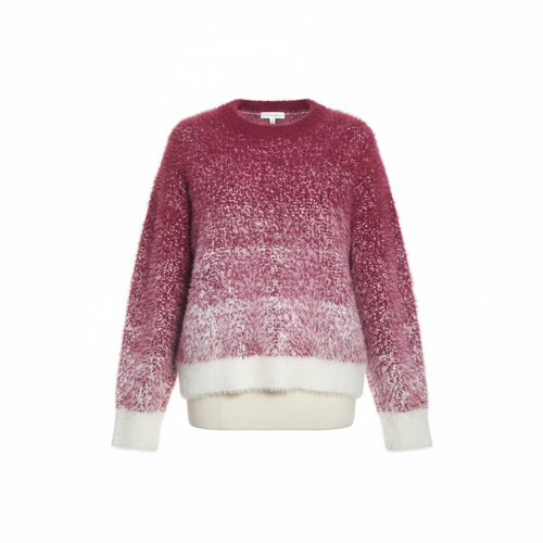 Burgundy Pink Ombré Fluffy Knit Sweater - Ghost Mannequin
