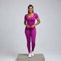 Magenta Seamless Bodycon Jumpsuit - Model Front View
