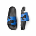 Men's Blue & Black Camo-Print Slide Sandal – Ghost Mannequin Pair Front and Side View