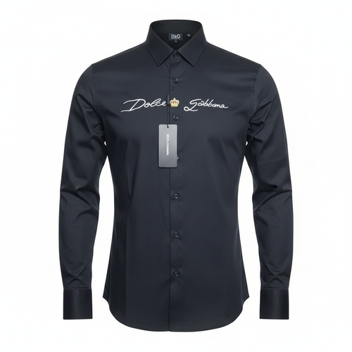 Black Embroidered Long-Sleeved Shirt - Ghost Mannequin