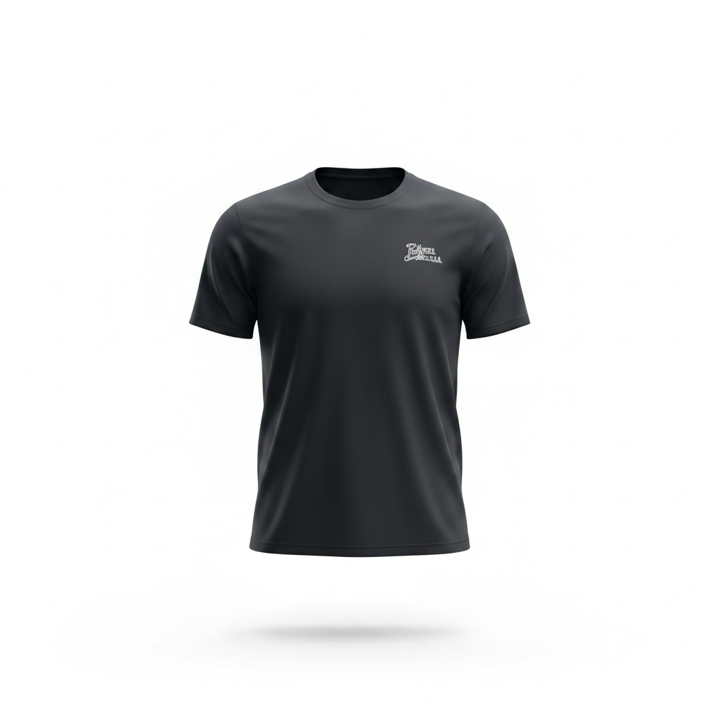 Black graphic sport jersey ghost mannequin view