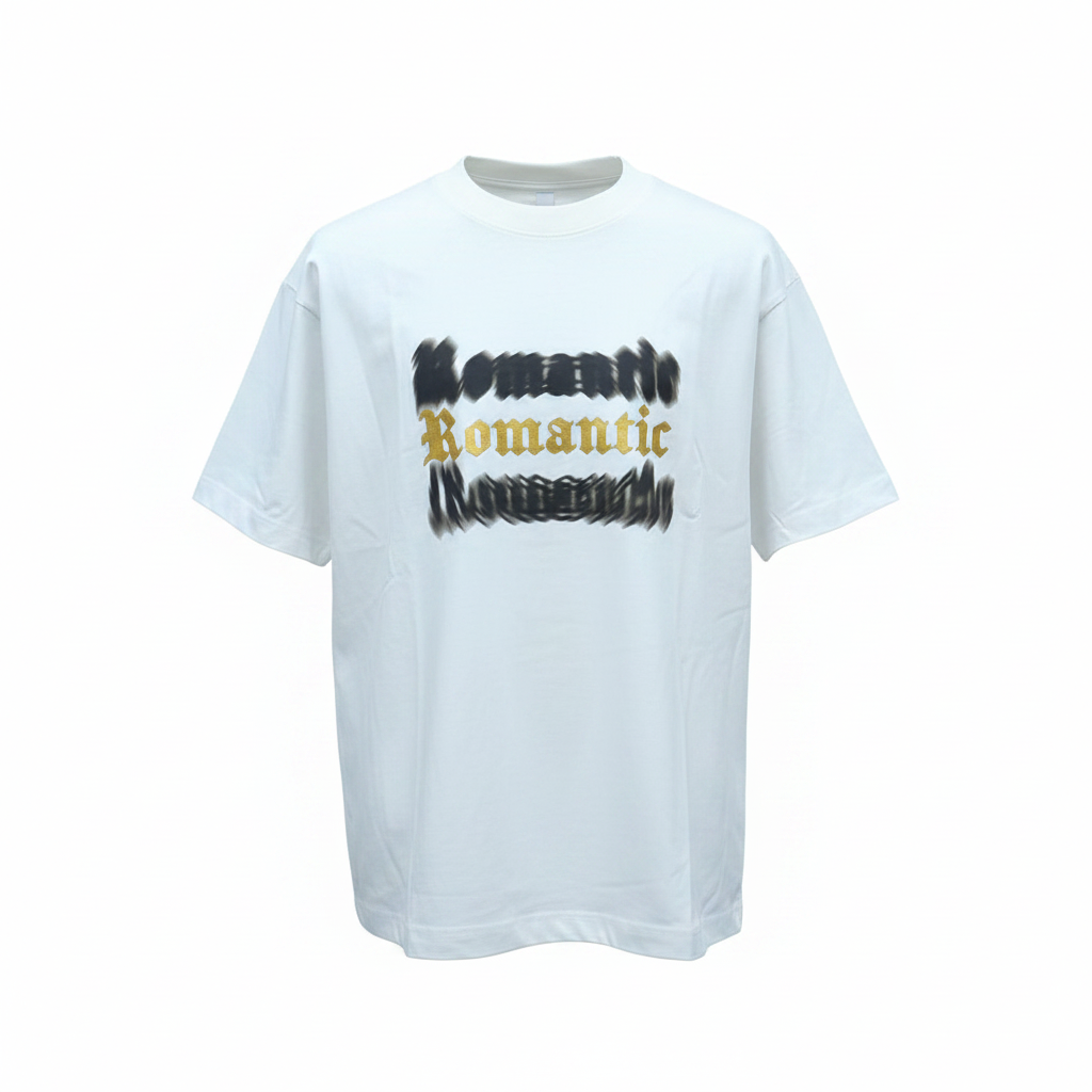White Romantic Graphic Oversized Tee - Ghost Mannequin Front