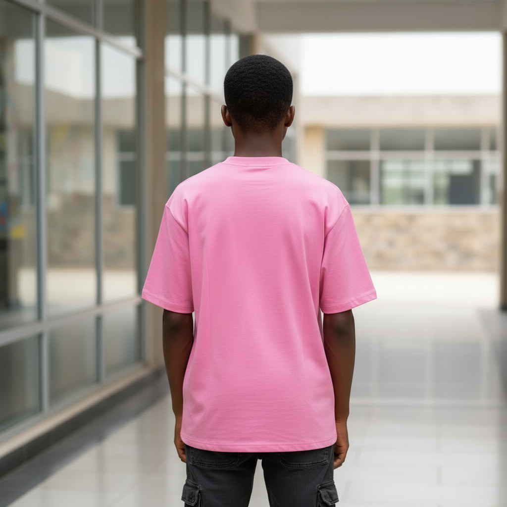 HOUSHE W Graphic Tee Pink - Back Model View