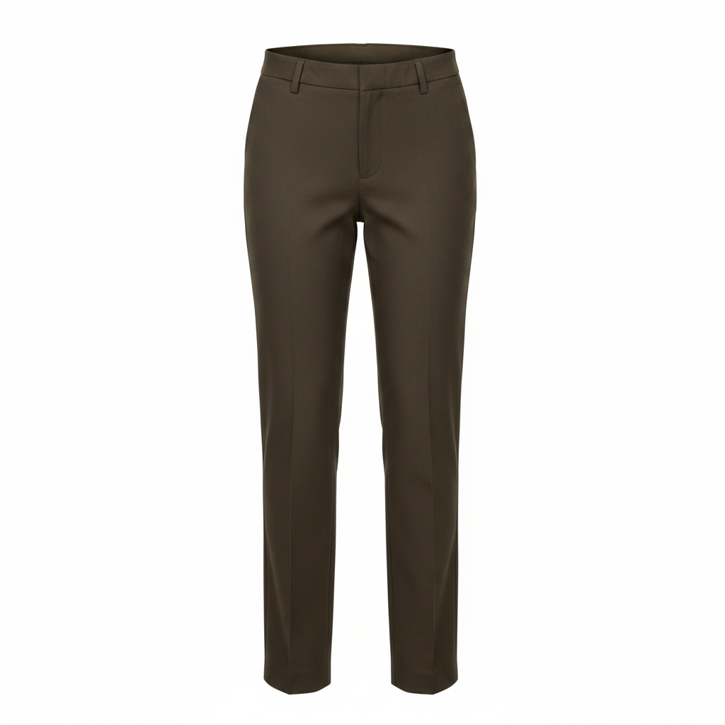 Women's Dark Olive Straight-Leg Trousers — Ghost Mannequin
