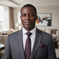 Nigerian man wearing deep brown necktie with matching pocket square