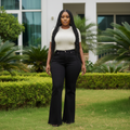 Front view - Black High-Rise Bootcut Flare Jeans