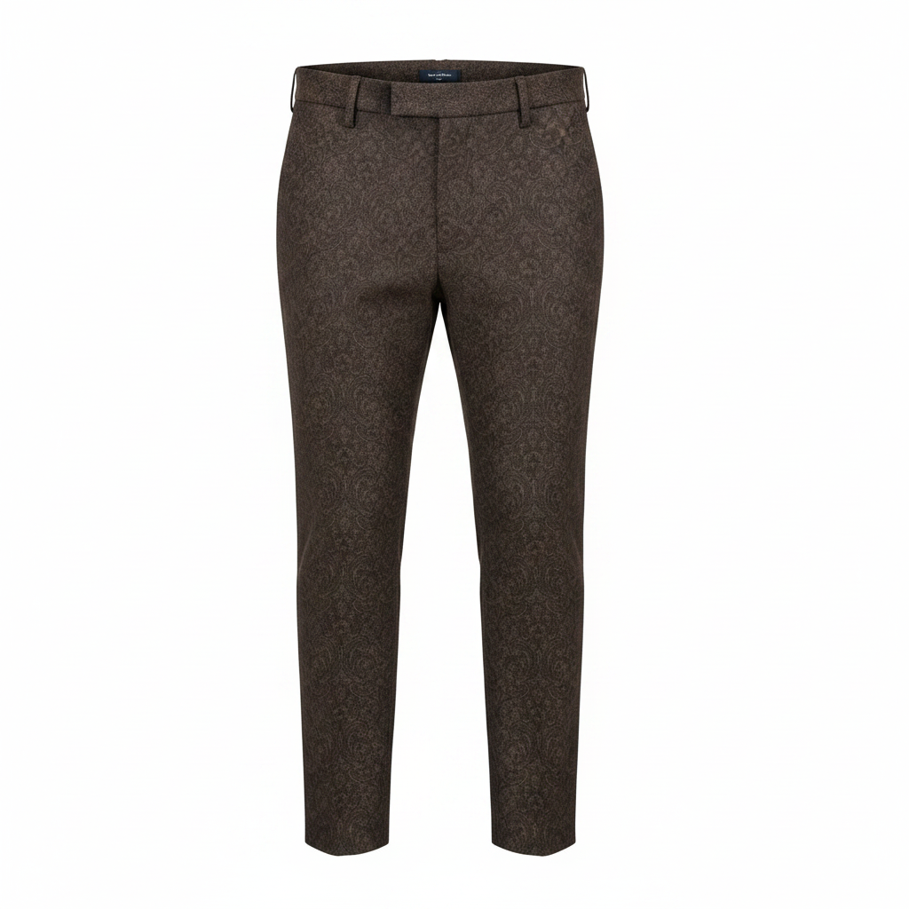 Men's Baroque Pattern Trousers – Ghost Mannequin Dark Brown