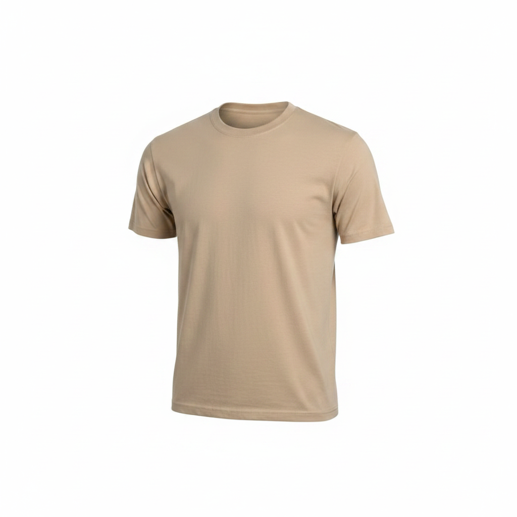 Men's Beige Plain Crew-Neck T-Shirt – Ghost Mannequin View