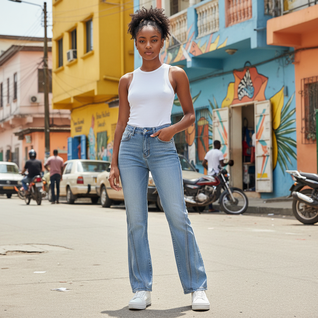 High-Waist Flare Jeans - Model Shot