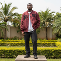 Men's Washed Burgundy Varsity Bomber Jacket – Nigerian Male Model