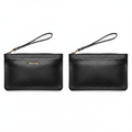 Bailishi black pebbled leather men's clutch ghost mannequin front and back view