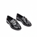 Layinka Store Black Croc Patent Bar-Buckle Loafers – Catalog Shot