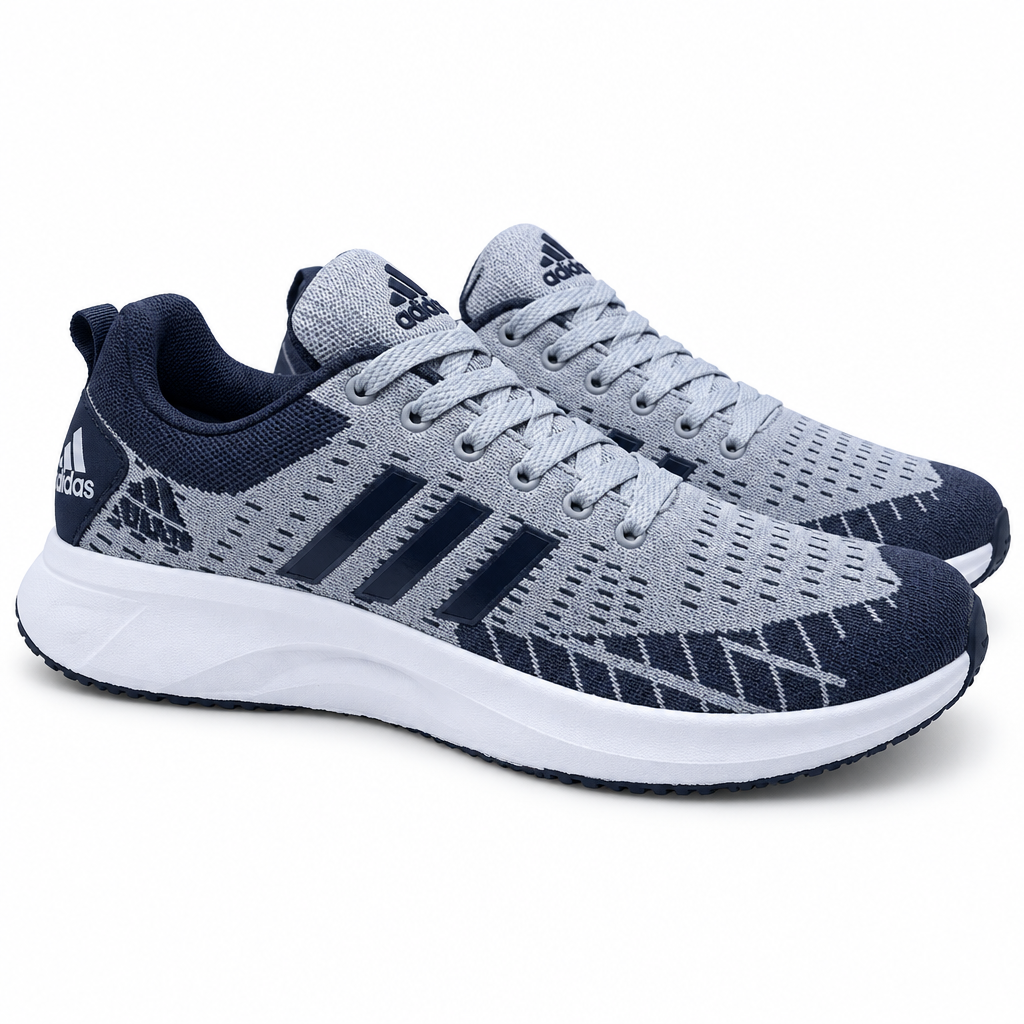 Adidas Diamond Knit Running Sneaker Grey Navy – Catalog Shot
