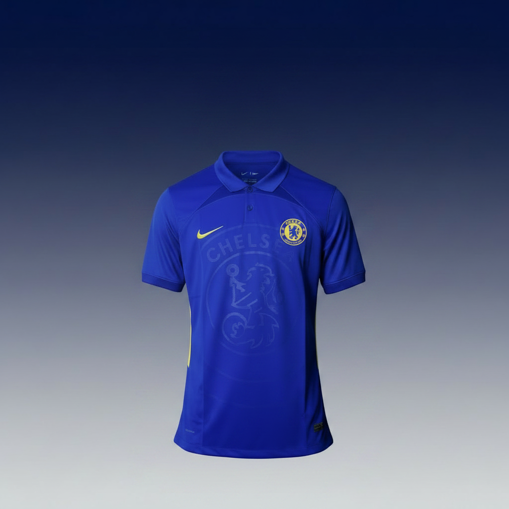 Royal blue Chelsea FC jersey ghost mannequin - studio gradient