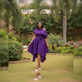 Women's Purple One-Shoulder Asymmetric Hem Belted Midi Dress – Nigerian Female Model