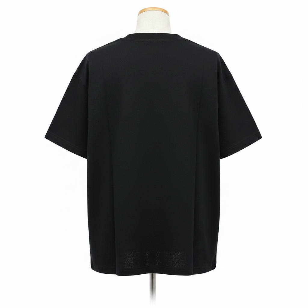 Black Romantic Graphic Oversized Tee - Ghost Mannequin Back