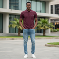 Burgundy Tipped Pocket Polo Shirt - Model Shot