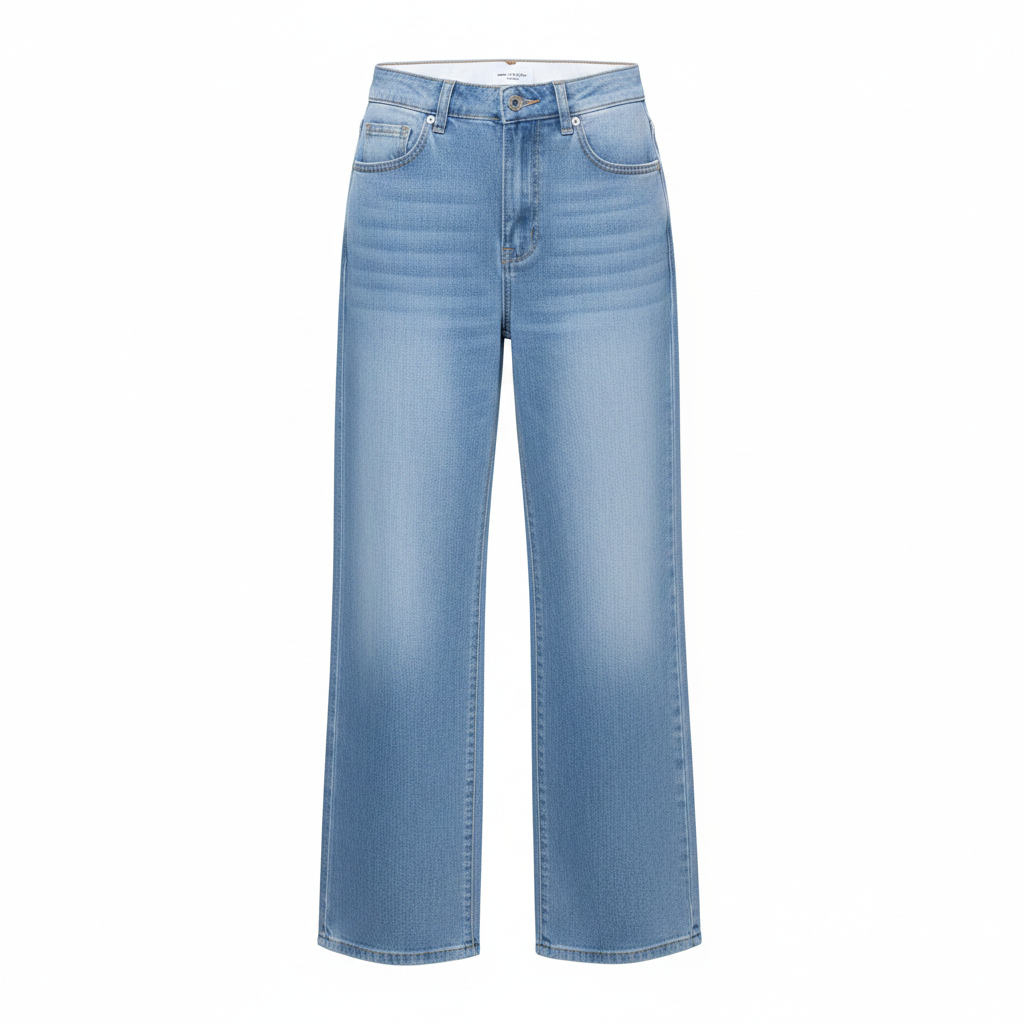Ice Blue High-Waist Wide-Leg Jeans – Ghost Mannequin Front