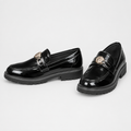 Black chunky-sole loafers, pair views