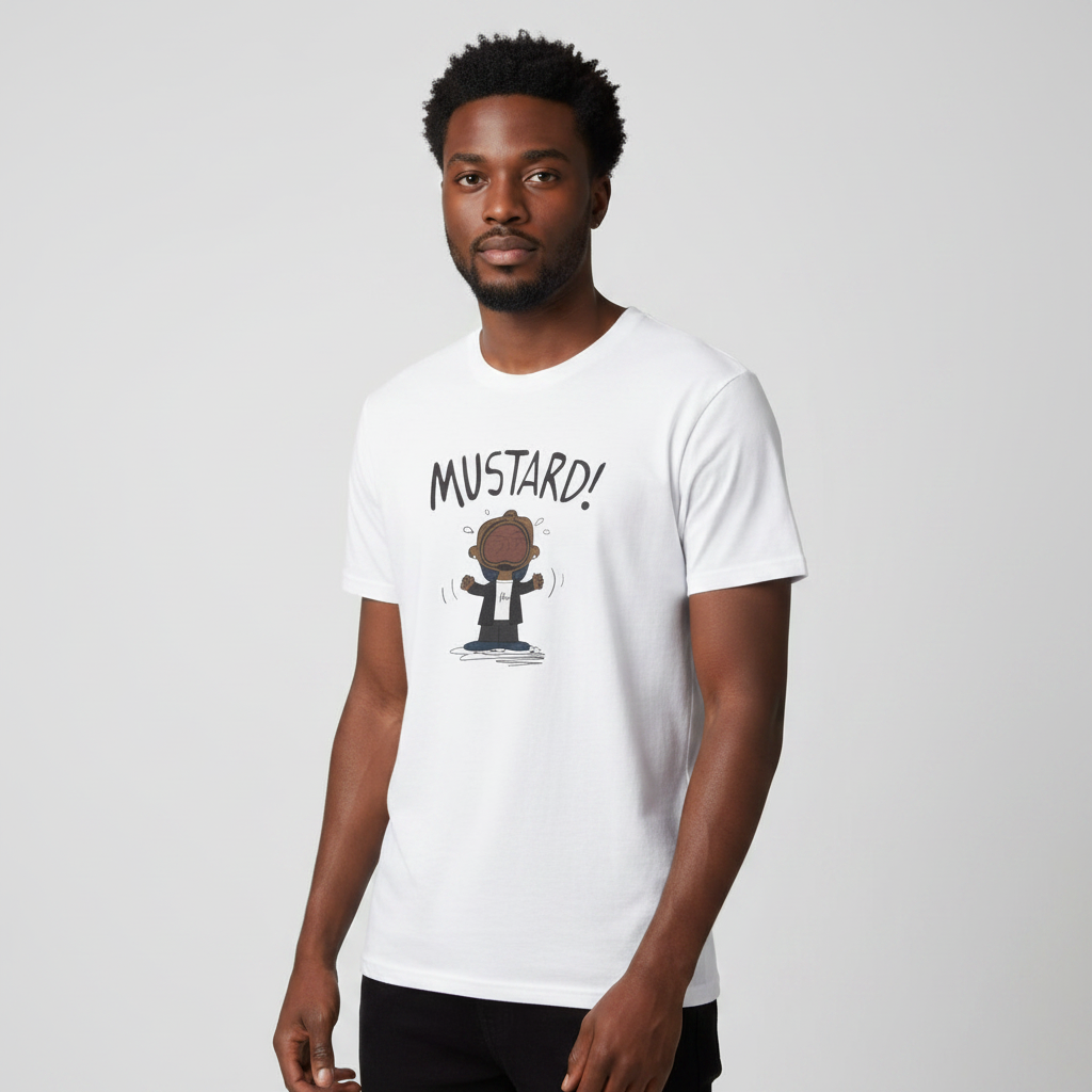 Front model view – Mustard Cartoon Graphic Tee