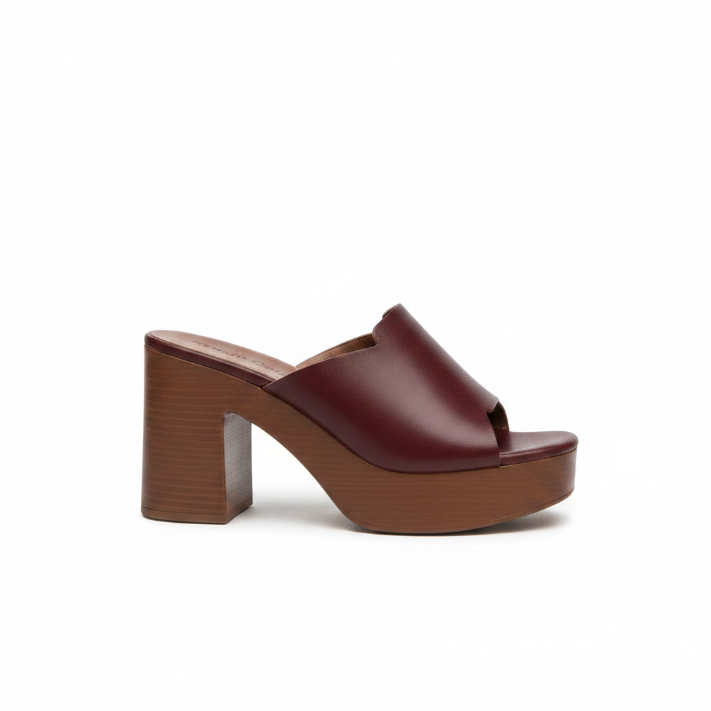 Kenneth Cole WD2699 Block Heel Platform Mule - Wine - Ghost Mannequin