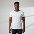 White Tipped Crew Neck Tee – Front Model