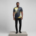 Gold Tribal Splash Print Short-Sleeved Shirt - Model Front
