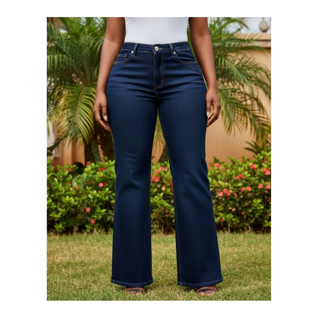 Front view - Dark Navy Wide-Leg High-Rise Jeans