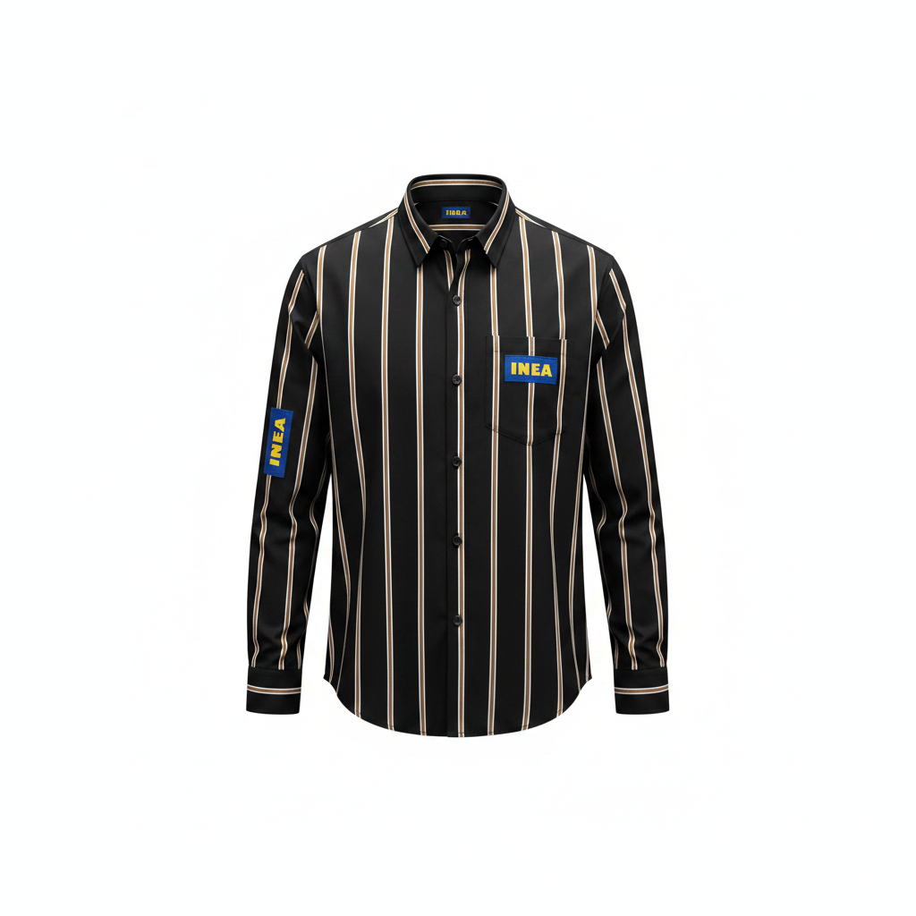 Men's black vertical striped luxury shirt - ghost mannequin front view