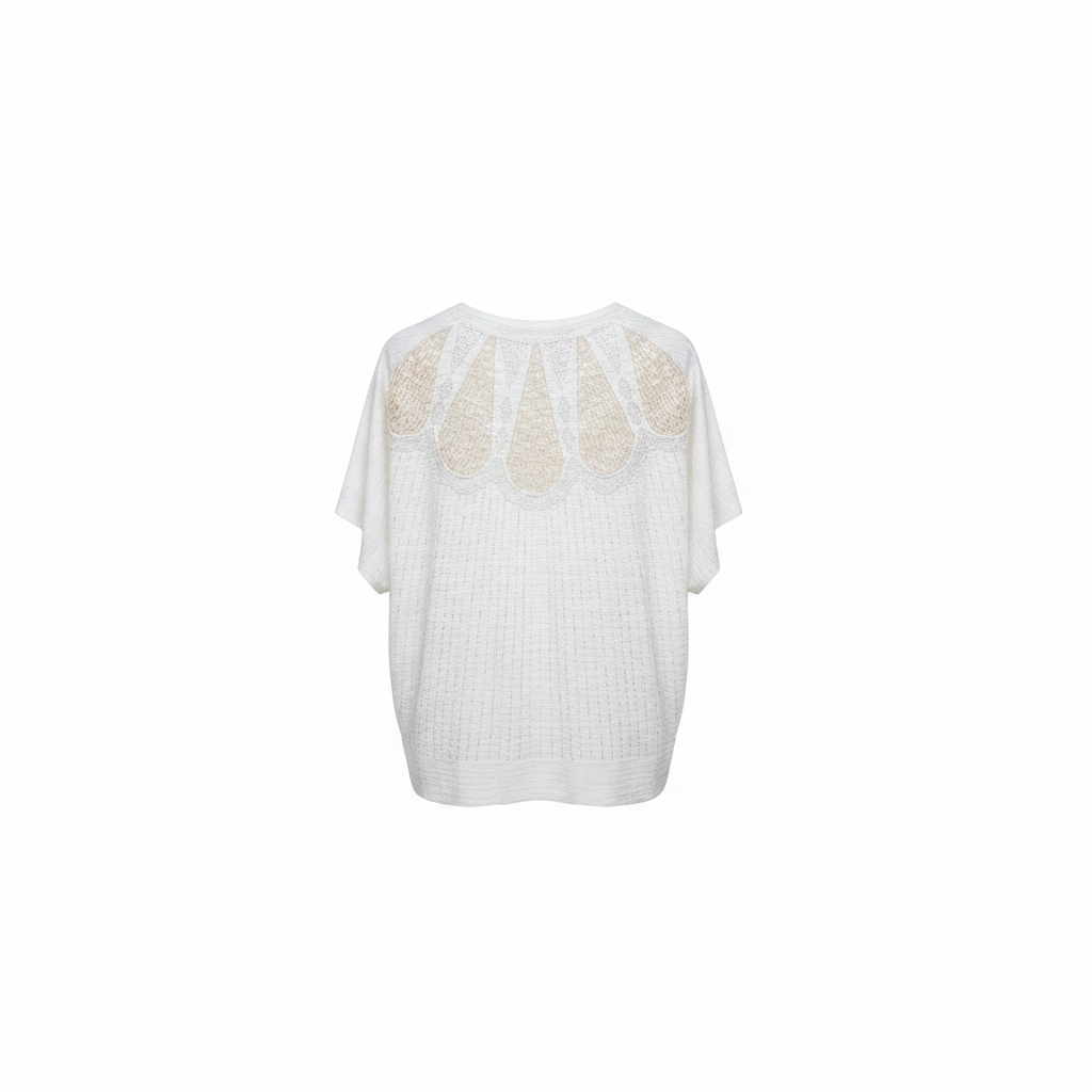 Ghost Mannequin – White Crochet Lace Woven Top