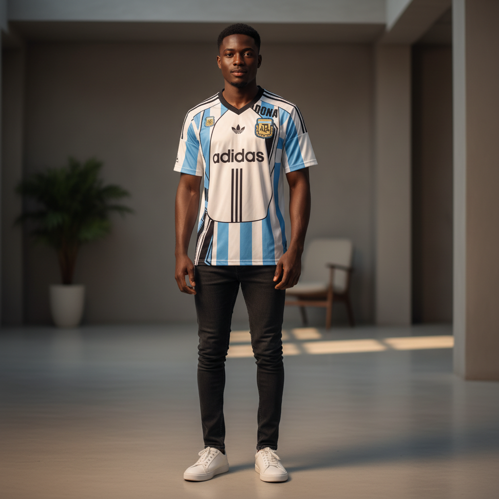 Argentina x Adidas Originals Maradona 10 Tribute Jersey – Model Shot