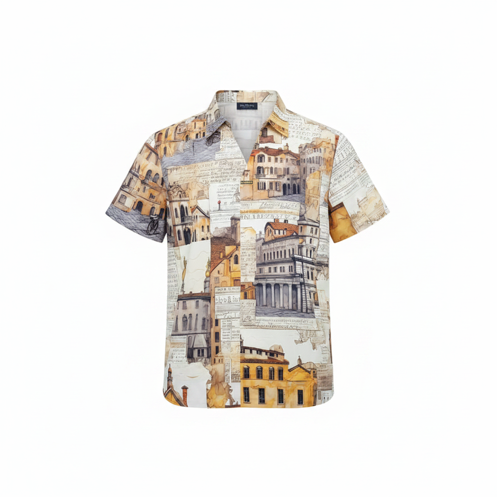 European Architecture Print Short-Sleeved Shirt - Ghost Mannequin
