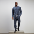 Steel Blue Corduroy Jogger Trousers – Model Front