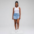 Light Blue Denim Skort – Front Model