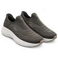Olive knit slip-on cushioned walking sneakers pair