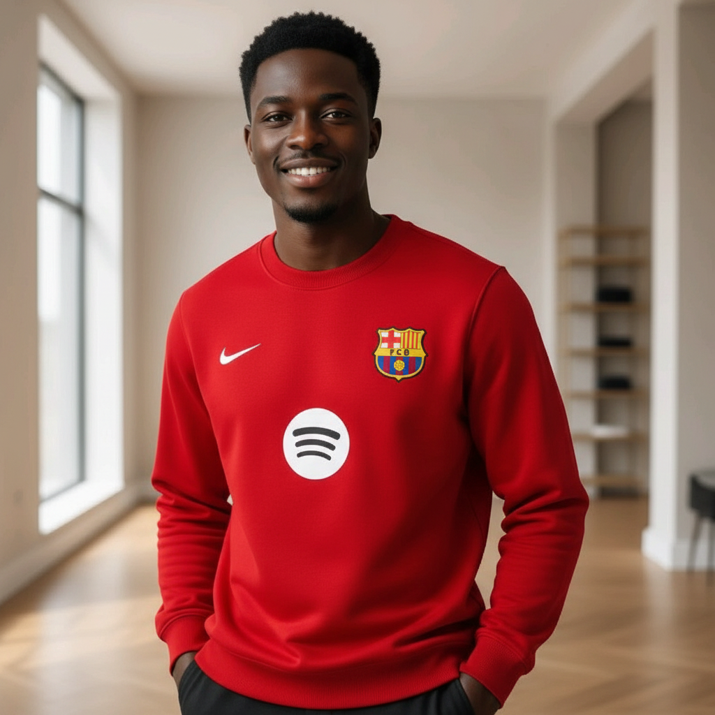 FC Barcelona Sweatshirt Red – Model Shot