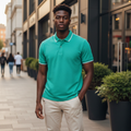 Teal Tipped Polo – Model Shot
