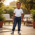 Boy aged 3 wearing Dark Wash Denim Cargo Jogger Pants - Model Shot