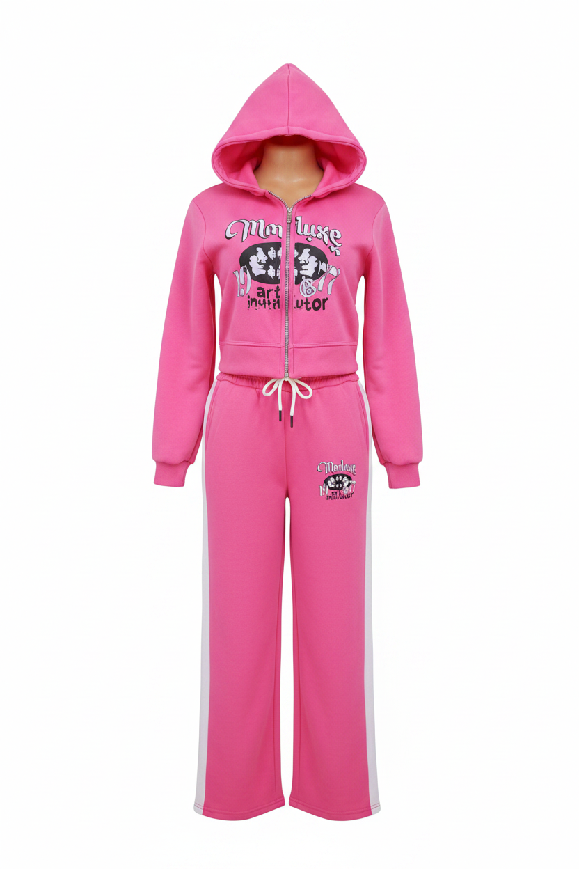Teen Hot Pink Graphic Zip Hoodie Tracksuit Set – Ghost Mannequin
