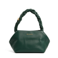 Forest green handbag with thick braided top handle and gold-tone details
