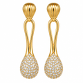 Gold Ribbed Dome Crystal Teardrop Drop Earrings – Catalog Shot