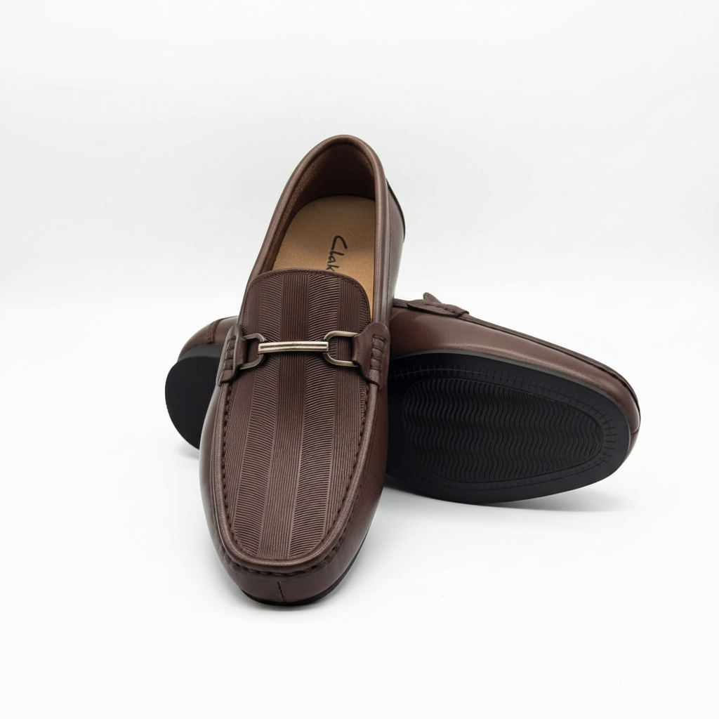 Men's Dark Brown Textured Leather Buckle-Bar Loafers – Ghost Mannequin