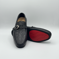 Men's Black Croc-Embossed Leather Silver Ring Buckle Red-Sole Loafers – Ghost Mannequin