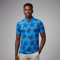 Blue Tropical Floral Print Polo Shirt on Nigerian male model