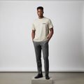 Stone Beige Crew Neck Short-Sleeved Shirt - Model Front