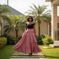 Model Shot – Red & Black Plaid Tartan Maxi Skirt