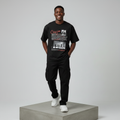 Black Chanyoo Collage Graphic Oversized Tee - Male Model Front