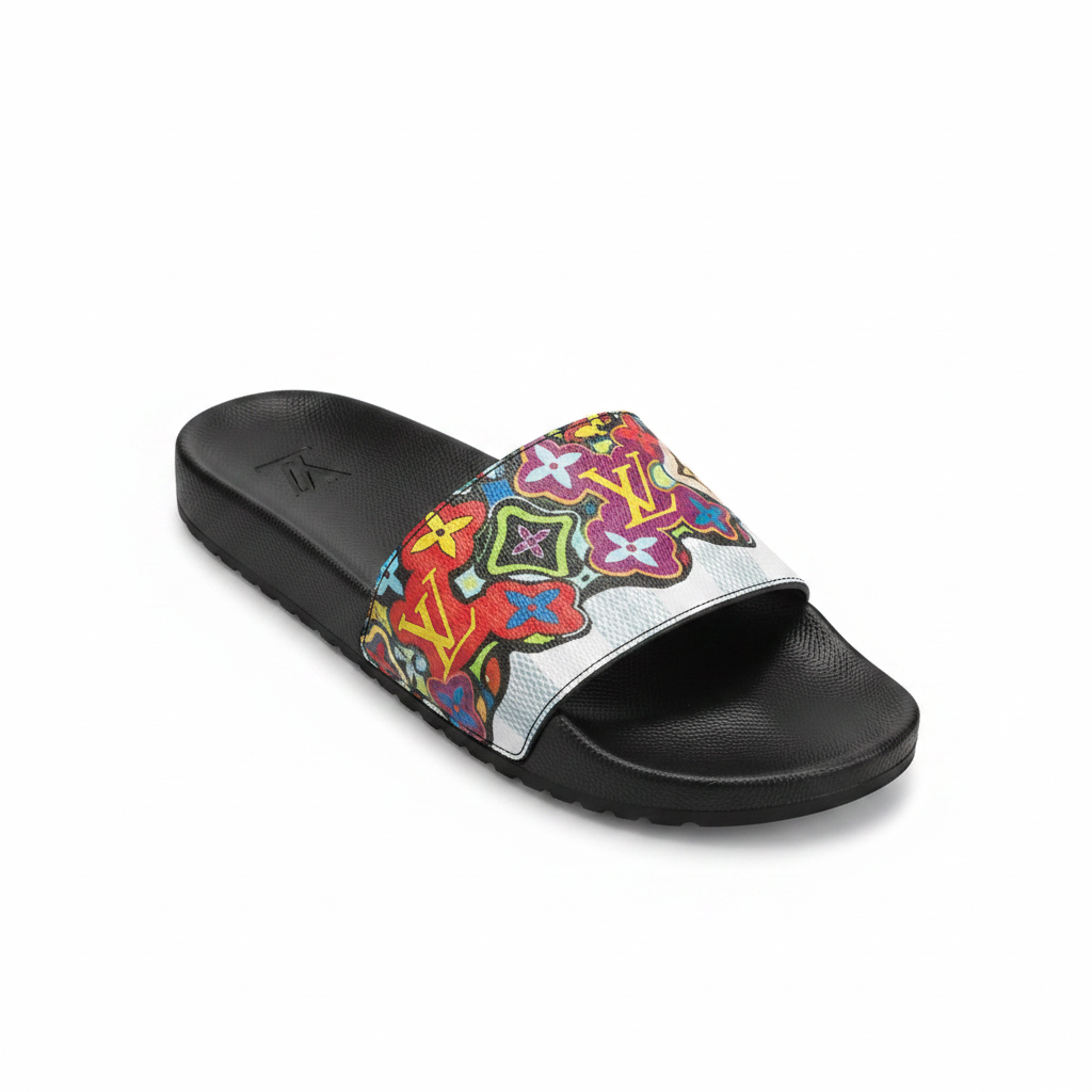 Star Money Shoes LV Multicolour Monogram Slides – Catalog Shot